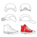 Colored outlined sneakers & baseball cap set