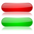 Colored oval buttons. 3d glass menu icons. Red and green