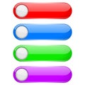 Colored oval buttons with white circles. 3d glass menu icons
