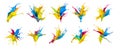 Colored paint splash collection isolated on transparent background. Royalty Free Stock Photo