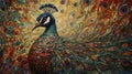 colored painting of beautiful peacock colorful generative AI