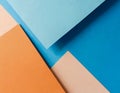 colored paper texture background composition with geometric shapes blue peach and orange colours Royalty Free Stock Photo