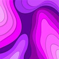 Colored paper waves, abstract, geometric background texture layers of depth in shades of pink and purple. Paper cut style. Clippin