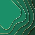 Colored paper waves, abstract, geometric background texture layers of depth in shades of sea green. Paper cut style