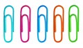 Colored paperclips on white background Royalty Free Stock Photo