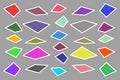 Colored papers falling from top to bottom, background pattern drawing, colored quadrilaterals for packaging, wallpaper, fabric