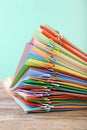 Colored papers with paperclips Royalty Free Stock Photo