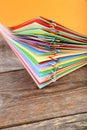 Colored papers with paperclips Royalty Free Stock Photo