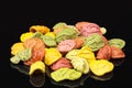 Colored pasta arcobaleno isolated on black background Royalty Free Stock Photo