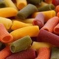 Colored pasta closeup