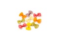 Colored pasta in the shape of bows Royalty Free Stock Photo