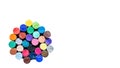colored pastel chalks isolated on white background, colorful image. copy space, template. Royalty Free Stock Photo