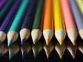 colored pencil blue green yellow many wood drawing Royalty Free Stock Photo