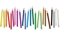 Colored pencil collection scattered - seamless in both directions - isolated vector illustration craynos on white background. Royalty Free Stock Photo