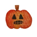 Colored pencil drawing: Halloween pumpkin isolated on white background.- illustration Royalty Free Stock Photo