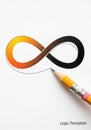 Colored pencil drawing an infinity symbol on white paper. The Royalty Free Stock Photo
