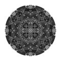 Colored pencil effects. Illustration mandala black, white and grey. Hearts and Abstract. Decorative element.