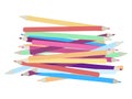 Colored pencil pile loosely arranged. Vector illustration