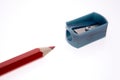 Colored pencil & sharpener Royalty Free Stock Photo