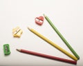 Colored Pencil Sharpeners and Pencils Royalty Free Stock Photo