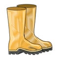 Colored pencil silhouette of fishing plastic boots accesory Royalty Free Stock Photo