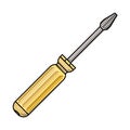 Colored pencil silhouette of phillips screwdriver