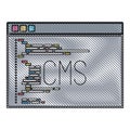 Colored pencil silhouette of programming window with script code cms