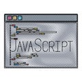 Colored pencil silhouette of programming window with script code javascript