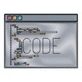 Colored pencil silhouette of programming window with script of code