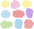 Colored pencil style Rough sketch of a cute cloud type frame set