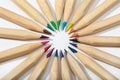 Colored pencils arranged in a circle Royalty Free Stock Photo