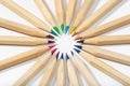 Colored pencils arranged in a circle Royalty Free Stock Photo