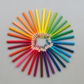 Pencils sharpened tips point towards the center, forming a small Royalty Free Stock Photo