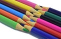 Colored pencils arranged head to head isolated on a white background. copy paste space Royalty Free Stock Photo