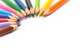 Colored pencils arranged in semi-circle Royalty Free Stock Photo