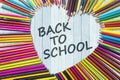 Colored pencils with Back to School text Royalty Free Stock Photo