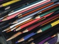 Colored pencils background. Royalty Free Stock Photo