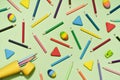 Colored Pencils background pattern with pencil case. Back to School Royalty Free Stock Photo
