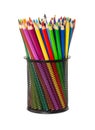 Colored pencils in black office cup Royalty Free Stock Photo