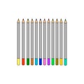 Colored pencils for children and students, hobbies. Twelve colors of children`s multi-colored pencils. Isolated icon on Royalty Free Stock Photo