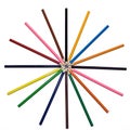 Colored pencils in a circle Royalty Free Stock Photo