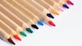 Colored pencils close up in macro photography. Art set of pencils with free space