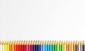 Colored pencils with copy space background. Multi-Colors pencils on white background. Education learning in art class and Back to Royalty Free Stock Photo