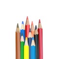 Colored pencils or Crayons is stacked on a white background Royalty Free Stock Photo