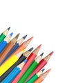 Colored pencils or Crayons is stacked on a white background Royalty Free Stock Photo