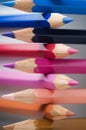 Colored pencils cross-stacked blue on top Royalty Free Stock Photo