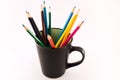 colored pencils in a cup Royalty Free Stock Photo