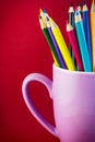 Colored pencils in a cup Royalty Free Stock Photo