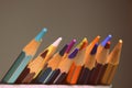 Colored pencils on a dark background. Retro style Royalty Free Stock Photo