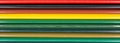 Colored pencils in different colors lined up in rows for banner background, school, art and webdesign in panoramic